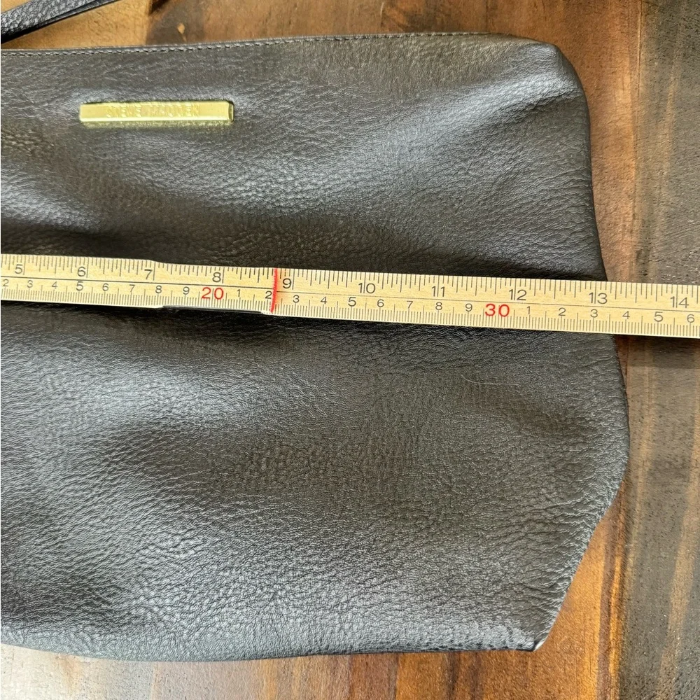 Steve Madden Black Faux Leather Zip Pouch Clutch